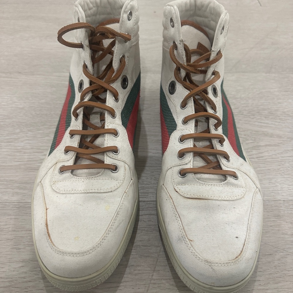 Gucci Men’s Canvas High-Top Sneakers - Picture 2 of 11
